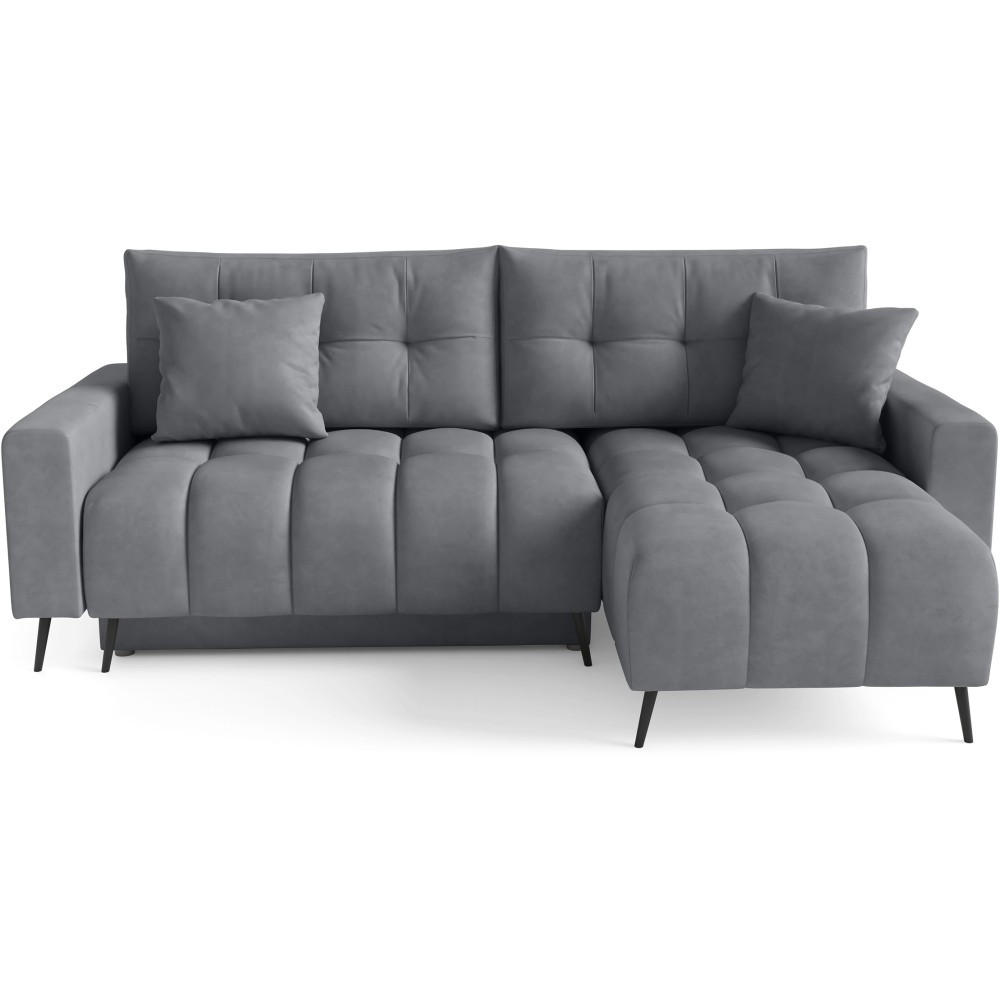 ECKSCHLAFSOFA Denver im Veloursstoff, Hellgrau - Hellgrau/Schwarz, Textil (232/148cm) - Beautysofa