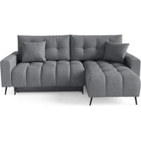 ECKSCHLAFSOFA Denver im Veloursstoff, Hellgrau - Hellgrau/Schwarz, Textil (232/148cm) - Beautysofa