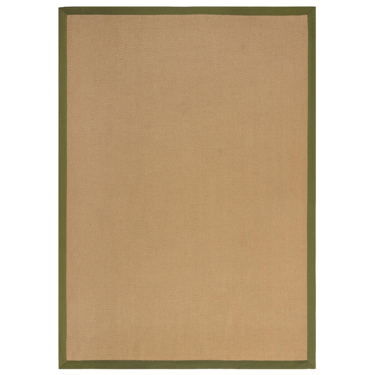 TEPPICH Jute mit Bordüre, Geometrisch-Design TRENT KIRA, Braun-Grün 120x170 cm - Naturfarben/Grün, Textil (120/170cm) - KADIMA DESIGN