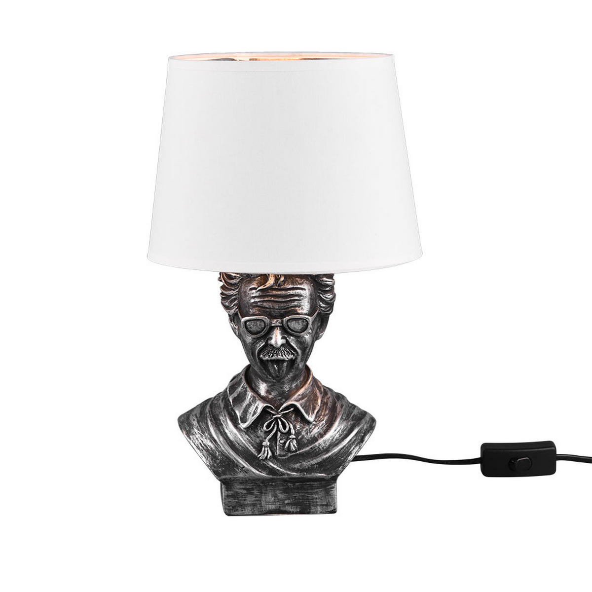 TISCHLEUCHTE Keramik Silber Weiß - Weiß, Textil (21/21/36cm)