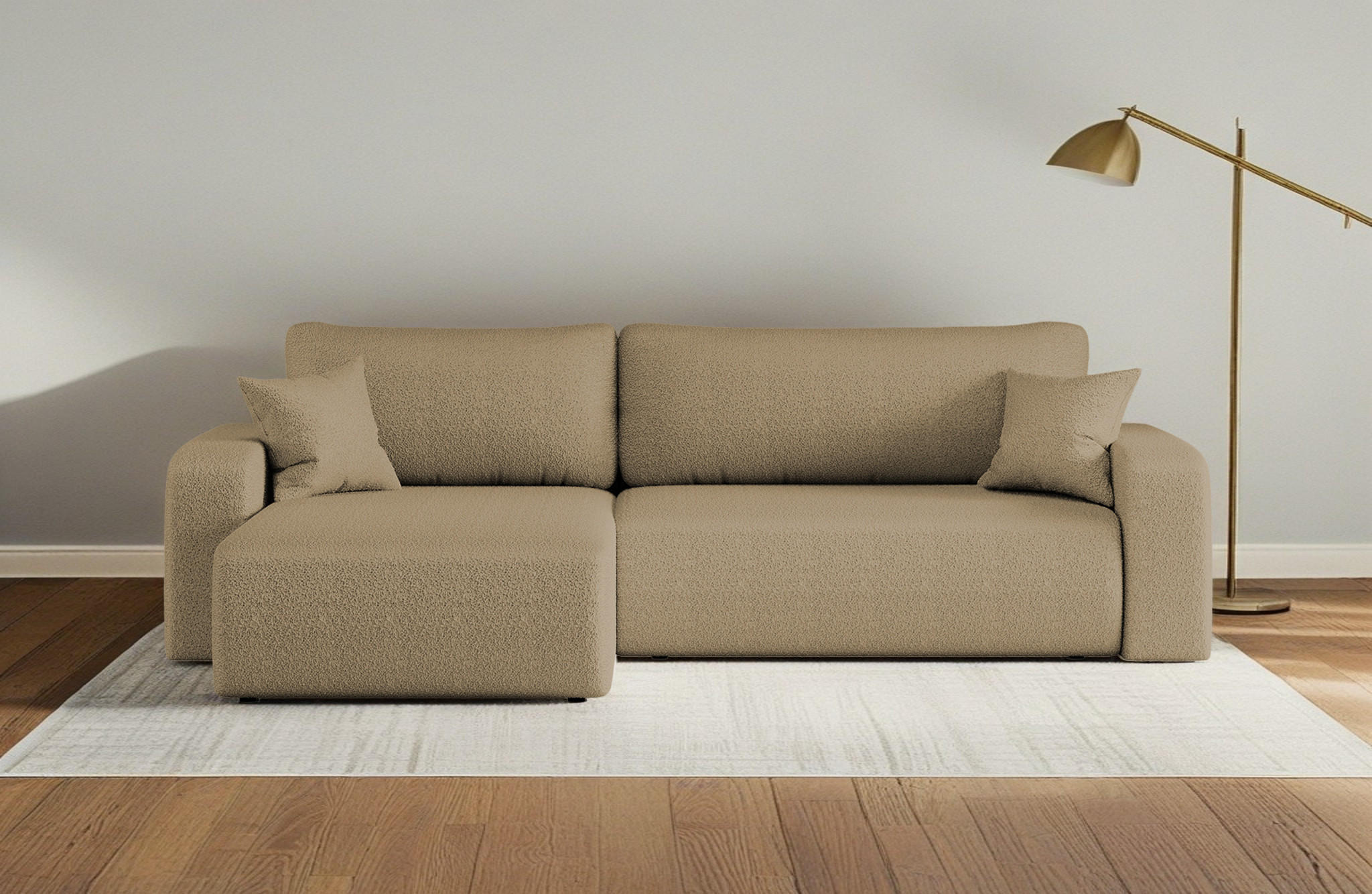 SCHLAFSOFA MILANO XL Und Bettkasten Stoff Quelle Hellbraun Links - Hellbraun, Holz (145/82/274cm) - Kaiser Möbel