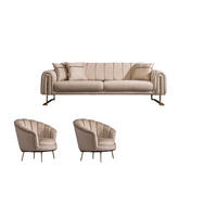 SITZGARNITUR Wave Grau Stellvariante:2+1+1 - Beige, Holz (187/78/94cm) - Villa Möbel