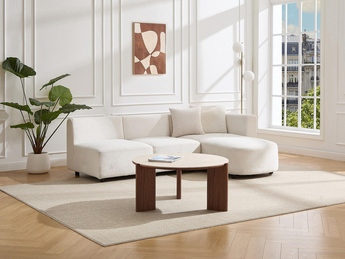 COUCHTISCH - 85 cm x 80 cm - holz - naturfarben dunkel, beige Munyra - Beige/Naturfarben, Keramik/Holz (80/85/40.5cm) - Vente-Unique