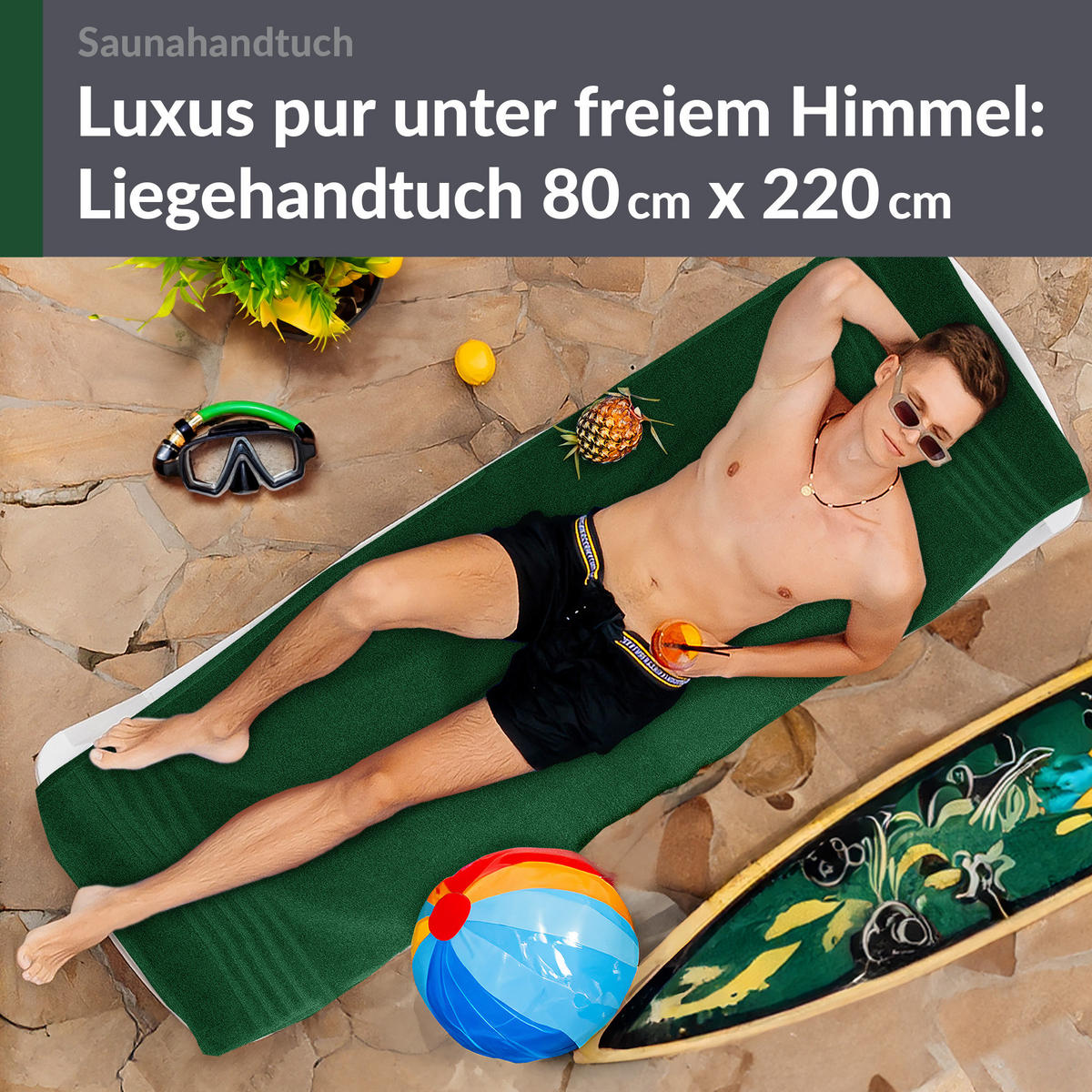 SAUNATUCH London Tannen Grün 80x220 cm - Waldgrün, Textil (80/220cm) - Lashuma
