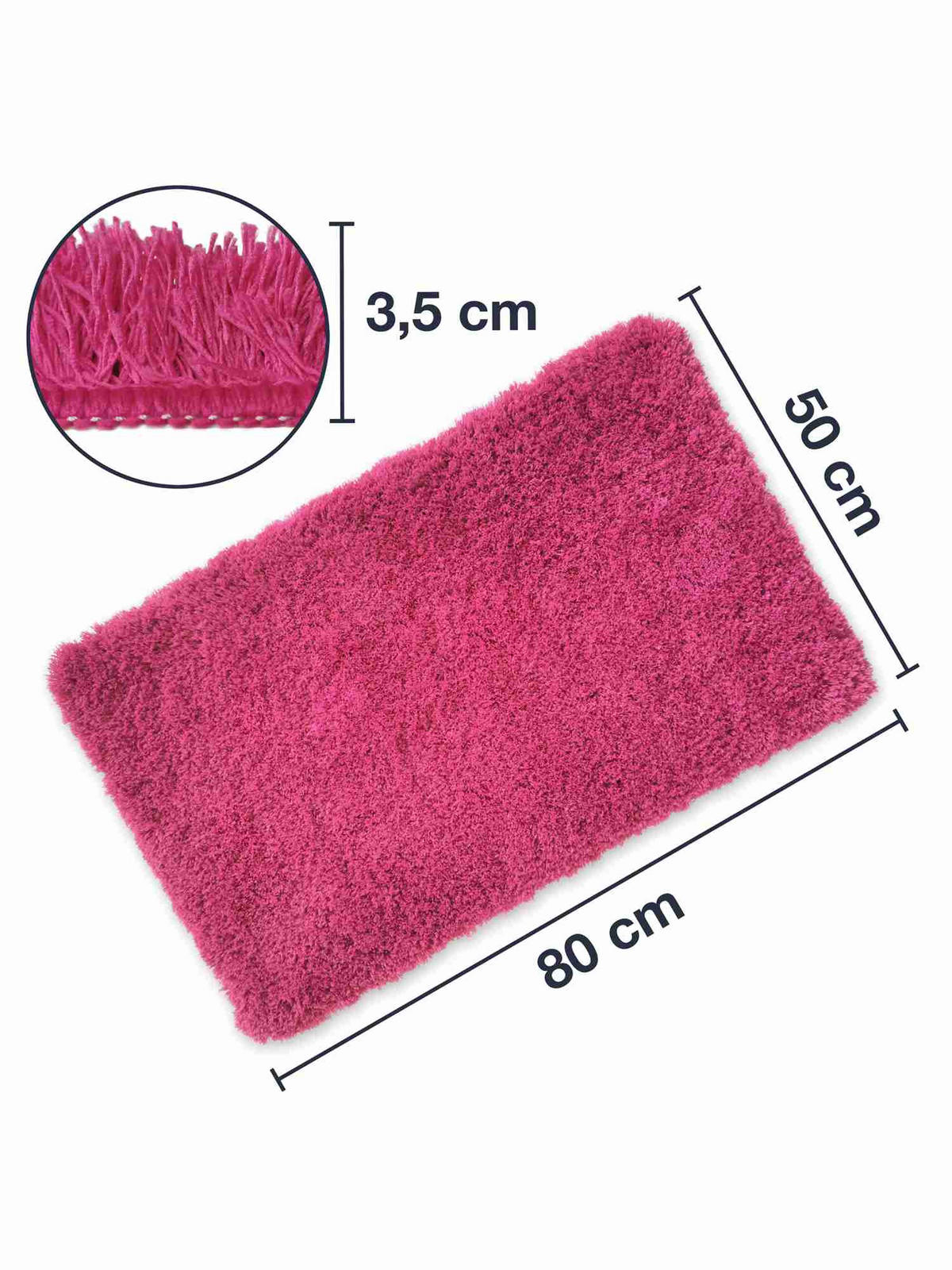 HOCHFLOR BADEMATTEN MALMÖ - Pink, Textil (50/100cm) - WohnDirect