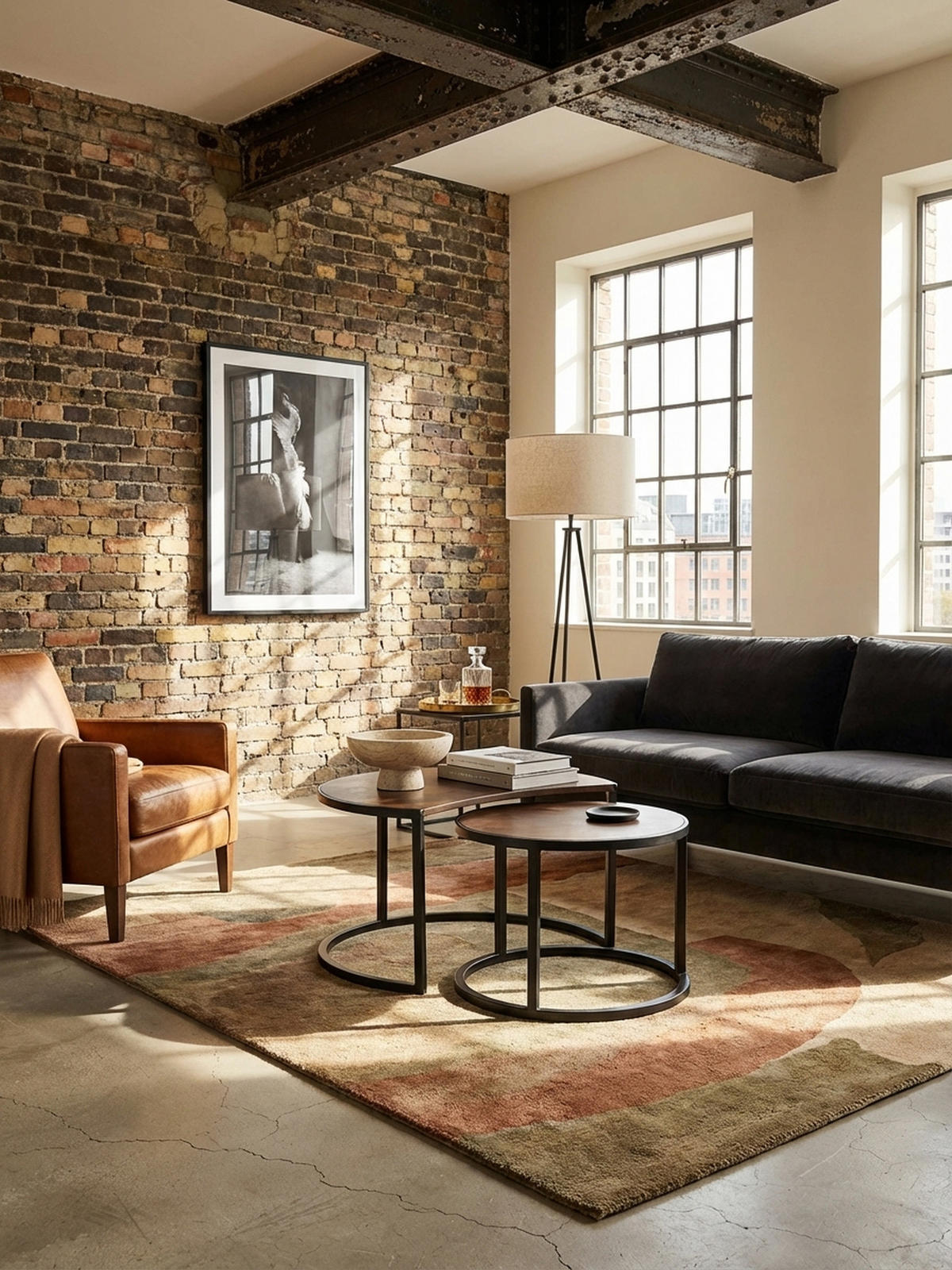 COUCHTISCH 2er Set Holz Metall Industrial Handgefertigt ESINO, Braun 60x41x41 cm - Schwarz/Braun, Holz/Metall (41/60/41cm) - KADIMA DESIGN