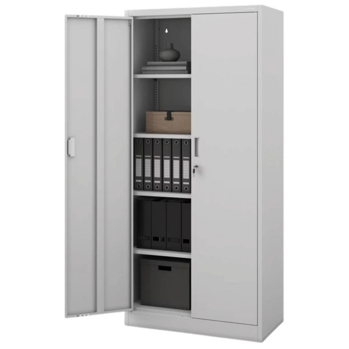 AKTENSCHRANK abschließbar KADO mit Flügeltüren 175x80x40cm Grau - Grau, Metall (80/175/40cm) - DELUKE