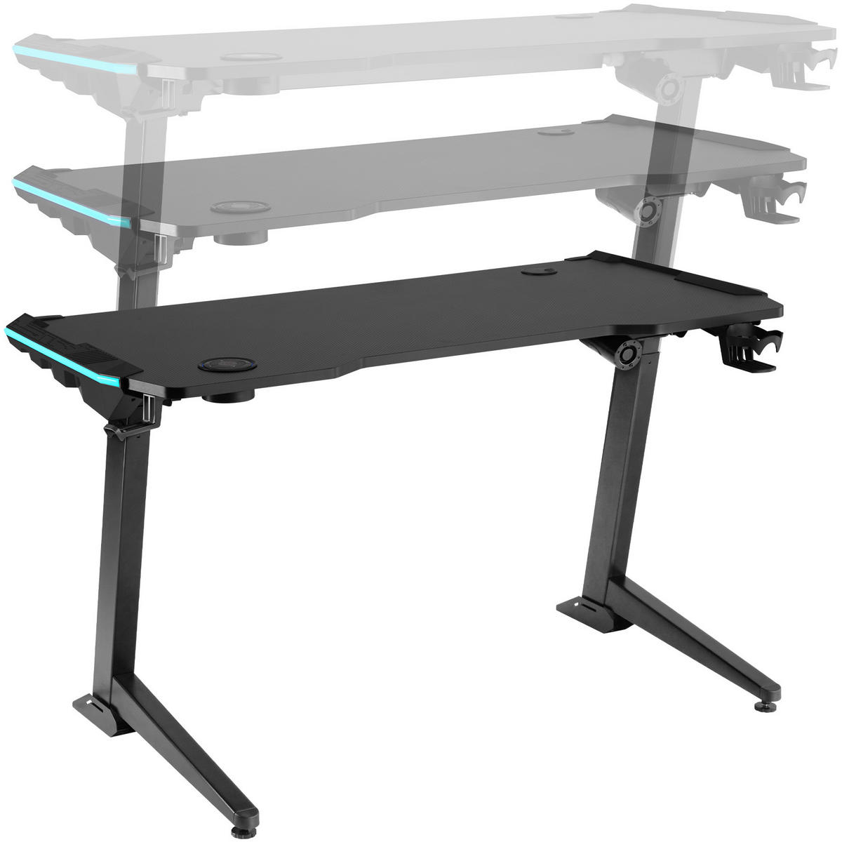 SCHREIBTISCH Hemingway,1300 x 672 x 720 - 1210 mm,schwarz - Schwarz, Holzwerkstoff (67.2/130/121cm) - tectake