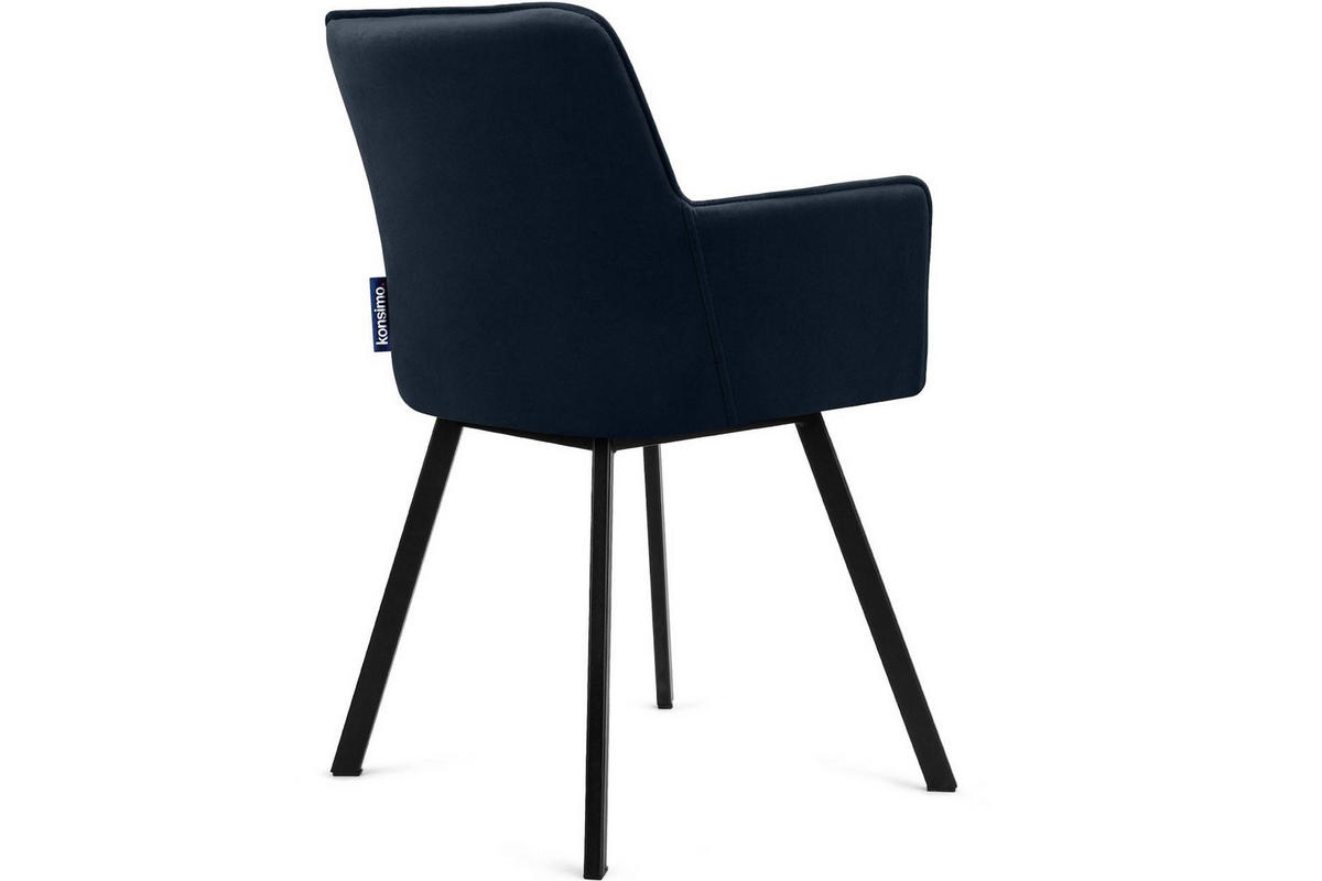 ESSZIMMERSTUHLE PYRUS 2-tlg Velours-Sitz, Dunkelblau/schwarz - Schwarz/Dunkelblau, Textil/Metall (56/84/46cm) - KONSIMO®