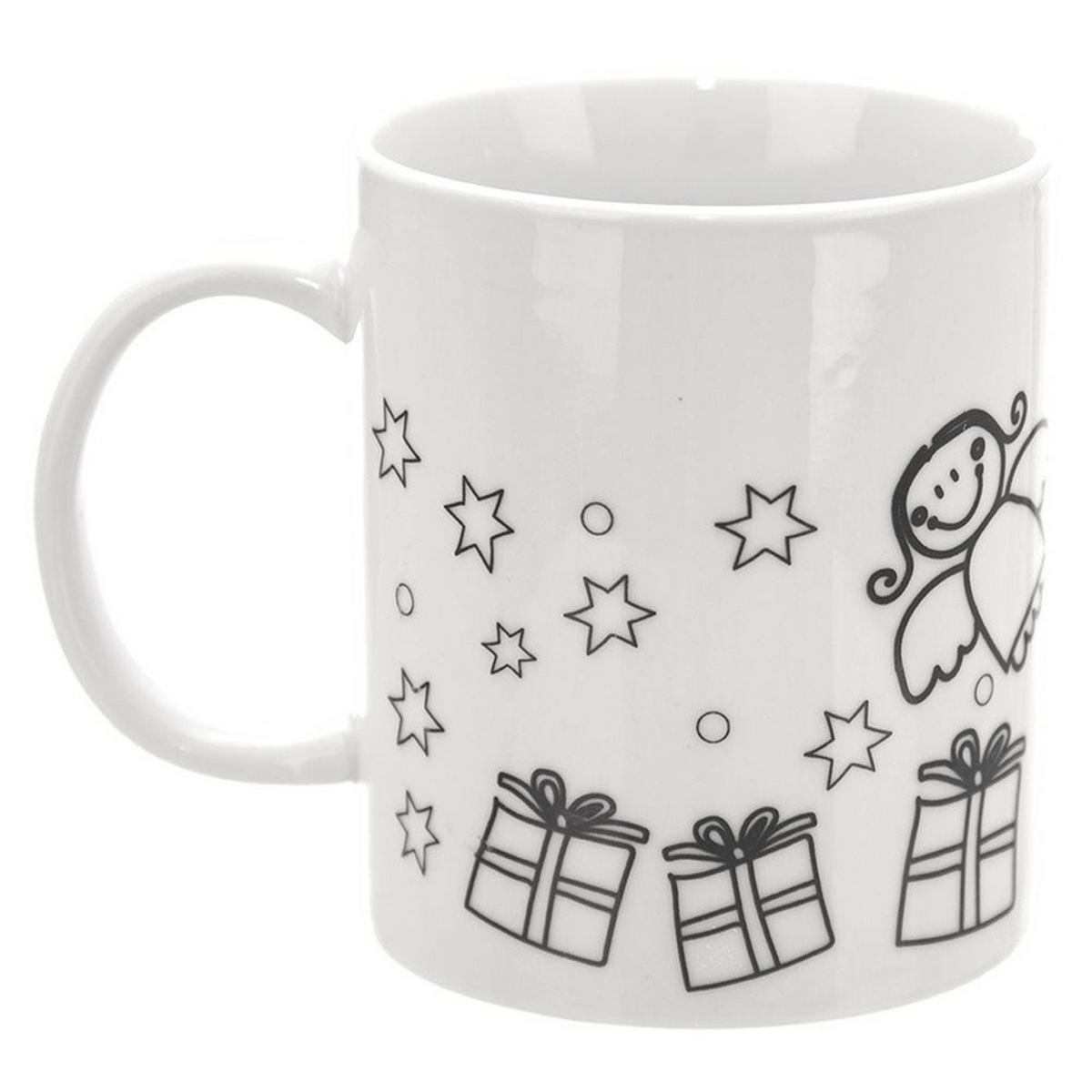 MALBECHER WEIHNACHTSBAUM, Porzellan, weiß, 350 ml - Multicolor, Keramik (0.35L) - Orion 