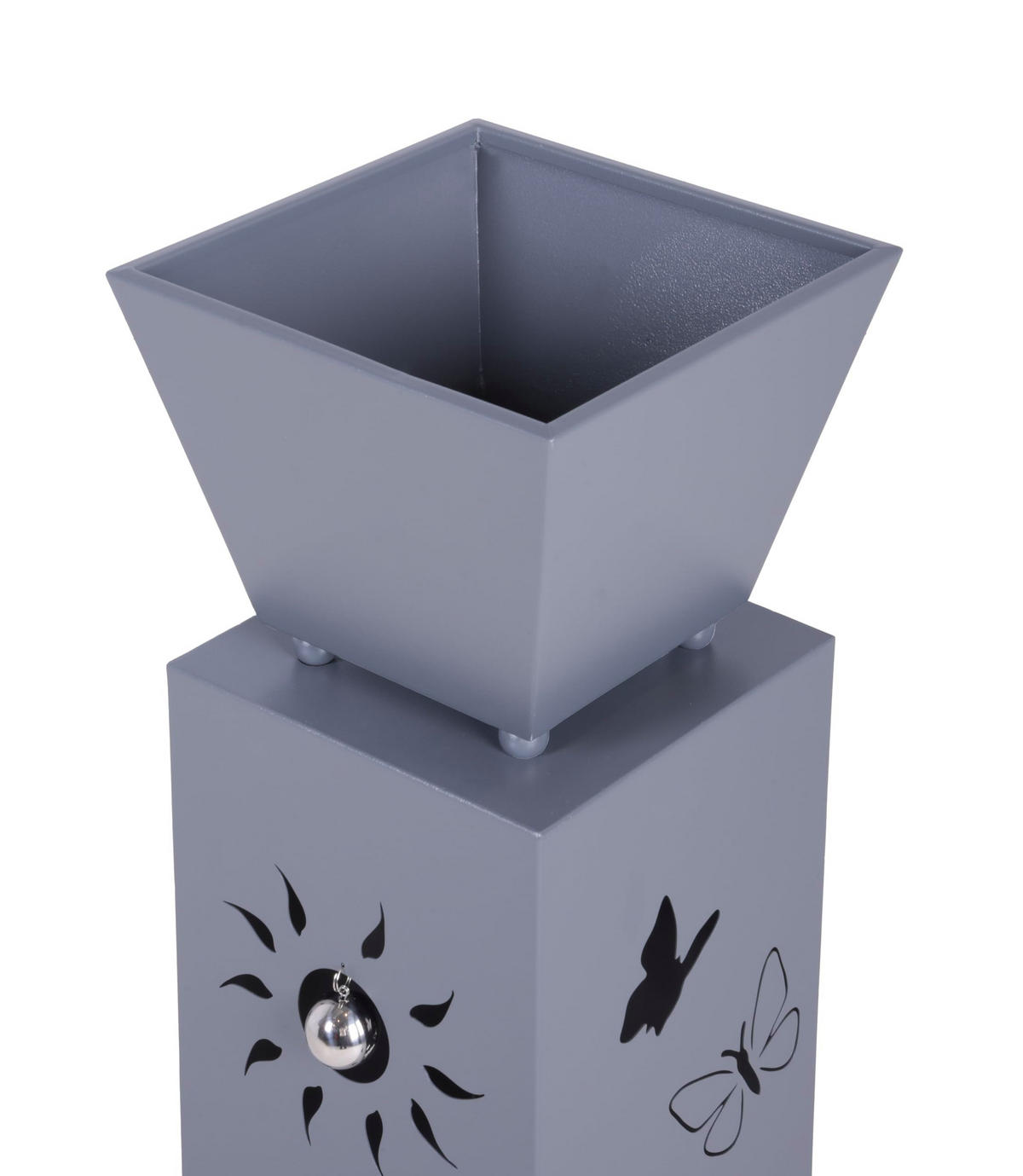 PFLANZSÄULE Lund mit Blumenmotiv Grau Stahl Pflanzkübel - Grau, Metall (82cm) - DELUKE