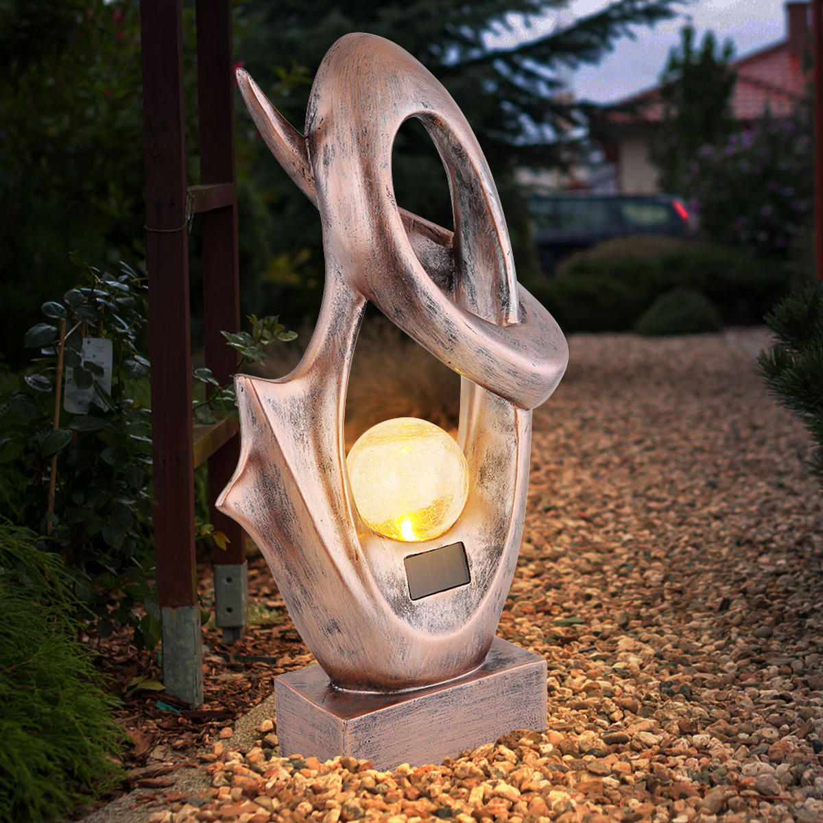 LED AUSSENLEUCHTE Bronze Glas Crackle Design - Bronzefarben, Kunststoff (25.5/11/45cm) - Globo Lighting
