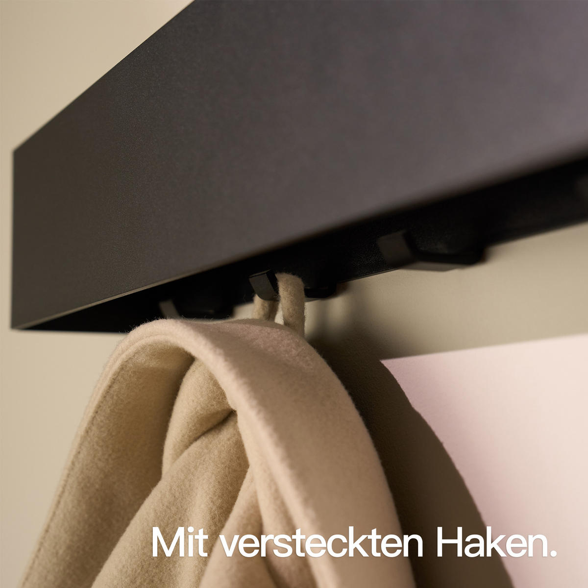 GARDEROBENLEISTE Wandgarderobe Matt Schwarz 80 cm - Schwarz, Metall (80/8/7.8cm) - Designfabrik Hamburg