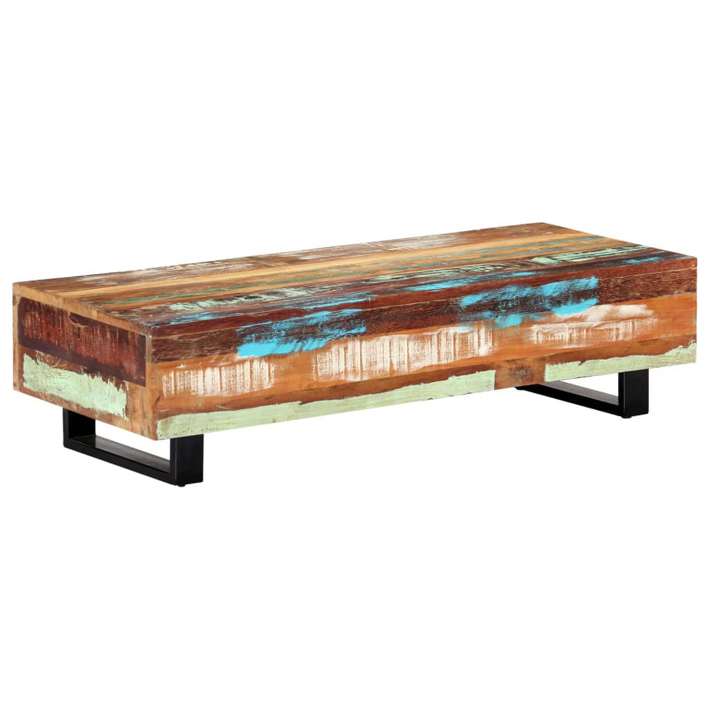 COUCHTISCH 120x50x30 cm Massives Altholz und Stahl - Braun, Holzwerkstoff (120/50/30cm) - furnicato