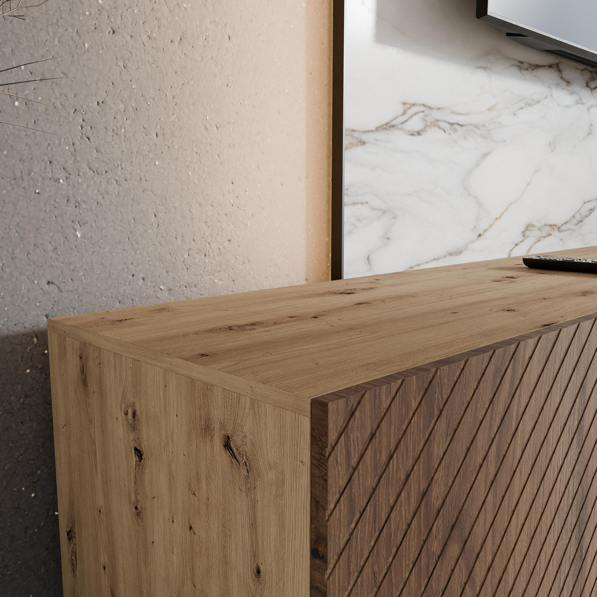 TV-SCHRANK Kaja 100 cm, zweitürig, artisan, catania - Eiche Artisan/Braun, Kunststoff (100/40/40cm) - Margaret Hadas24