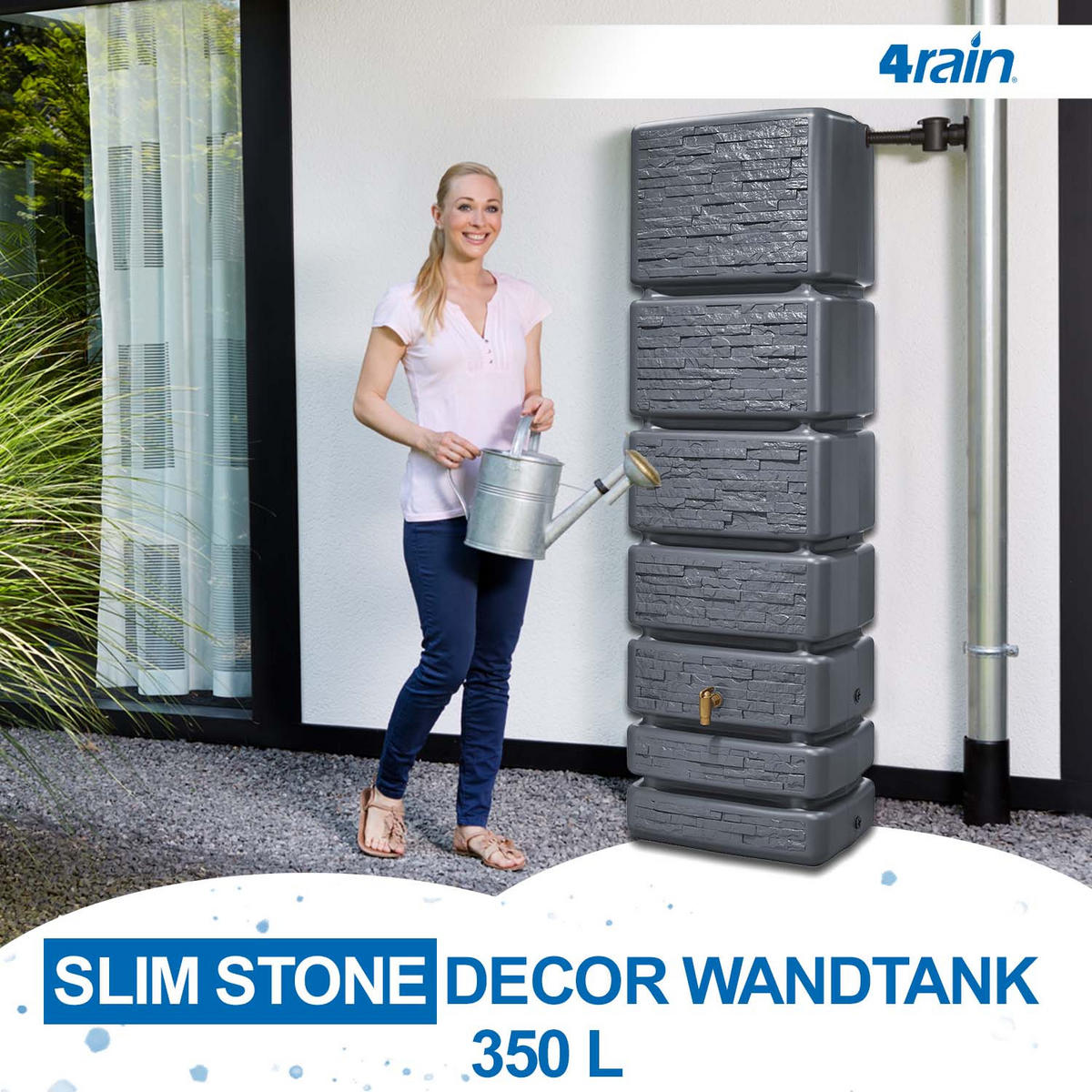 WANDTANK 350 L, graphite grey - Grau, Kunststoff (60/184/39cm) - 4rain