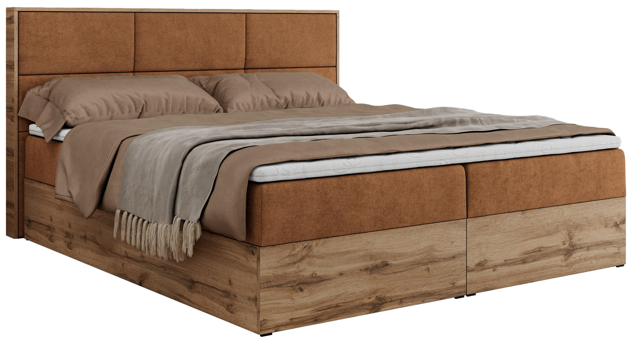 BOXBETT ALBERO 2 - 160/200 Orange Struktur - H3 - Orange, Holz/Textil (160/200cm) - MKS