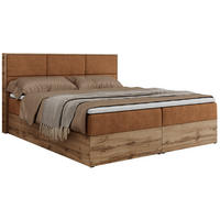 BOXBETT ALBERO 2 - 200/200 Orange Struktur - H4 - Orange, Holz/Textil (200/200cm) - MKS