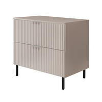 WASCHBECKUNTERSCHRANK, Kaschmir, 80 x 77 x 46 cm, silberner Griff, schwarze Beine + Arbeitsplatte - Beige/Silberfarben, Holzwerkstoff (80/77/46cm) - 3XE LIVING