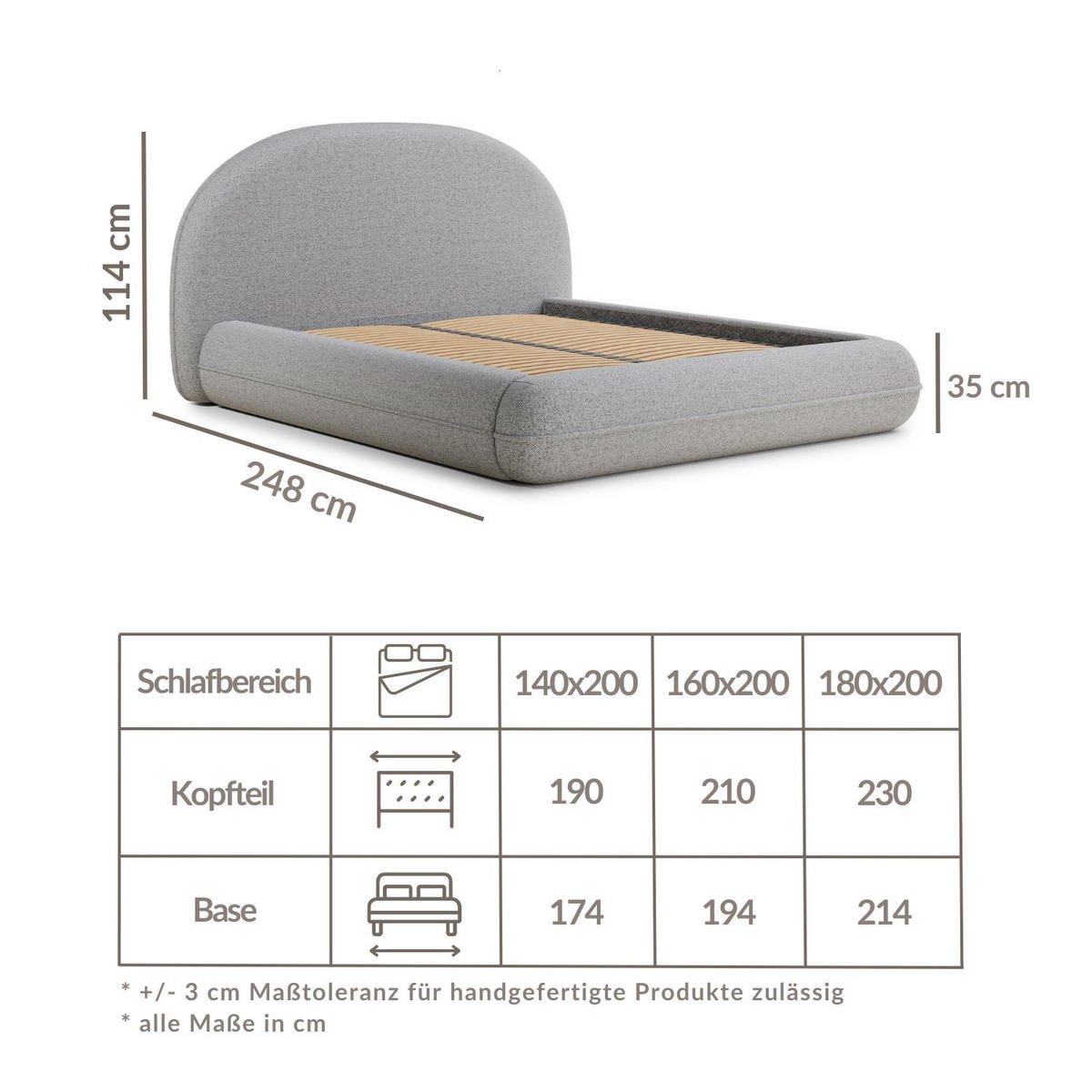 POLSTERBETT Koji Beige 140/200 cm im Webstoff - Beige/Schwarz, Holz/Holzwerkstoff (140/200cm) - Maison de Reve