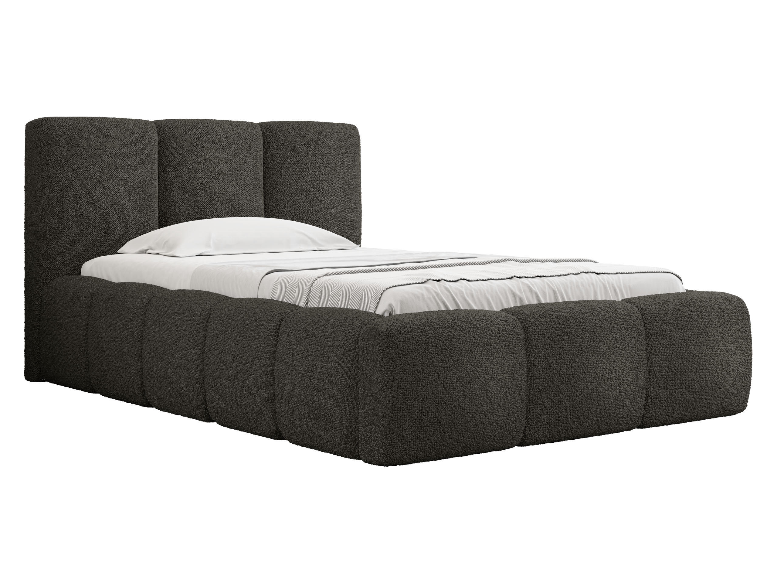POLSTERBETT Kevson Boucle 90 - Anthrazit, Holz (90/200cm) - MIRJAN24