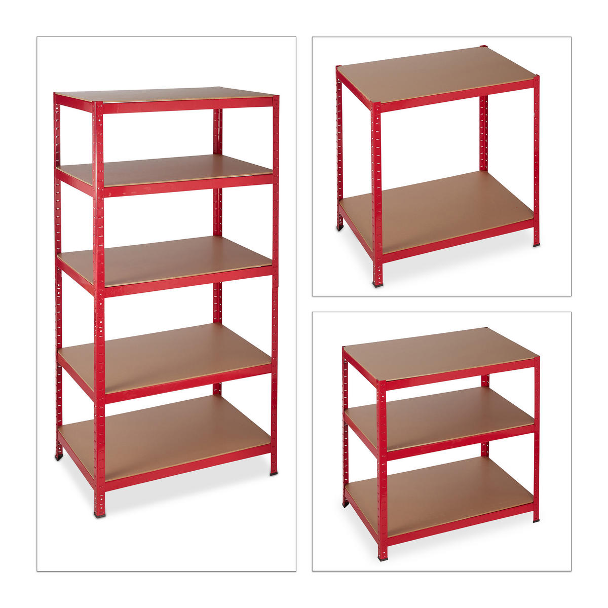 SCHWERLASTREGAL - Multicolor, Holzwerkstoff/Kunststoff (90/180/60cm) - Relaxdays