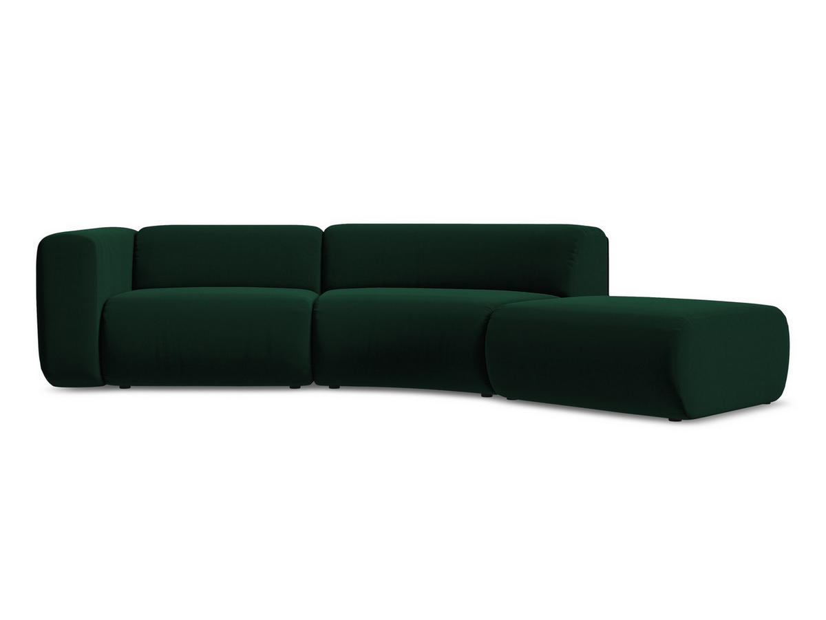 4-SITZER-SOFA Samt Stoff Grün - Dunkelgrün/Schwarz, Kunststoff/Textil (335/70/166cm) - Makamii