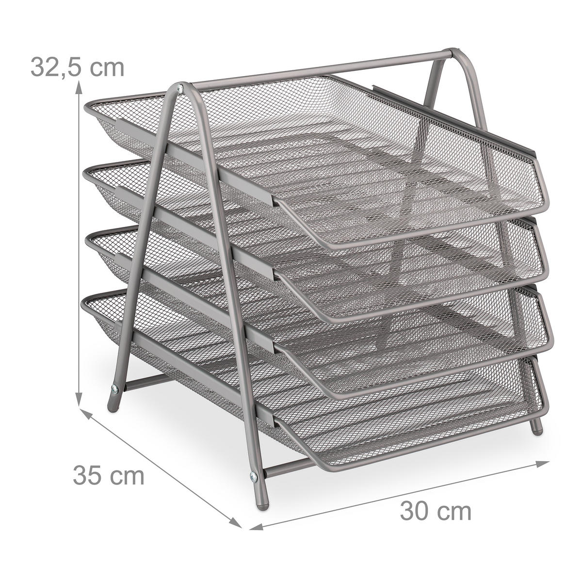 UKLADANIE súborov - strieborná, kov (30/32.5/35cm) - Relaxdays