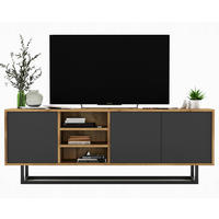 TV-LOWBOARD Apollo Eiche wotan Graphit Matt 150/53/35 cm - Graphitfarben/Schwarz, Holzwerkstoff/Metall (150/53/35cm) - Meble Lindner