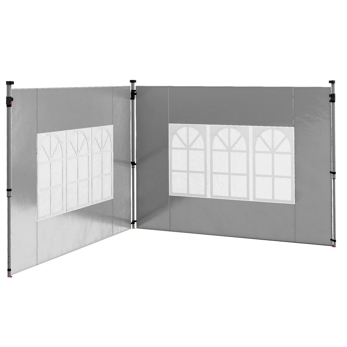 SEITENWÄNDE DE-12627 300/300 cm 2er-Set mit Fenster Hellgrau - Hellgrau, Textil (1/195/295cm) - ComfortXL