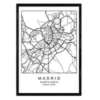 POSTER Madrid Nordischen Stil A3 Schwarzer Rahmen - Schwarz, Papier (29.7/5/42cm) - Nacnic