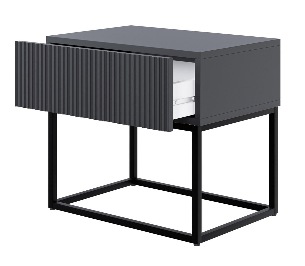 NACHTSCHRANK Veldio Schwarz mit schwarzen Beinen 50 cm - Schwarz, Holzwerkstoff/Metall (50/44/35.6cm) - Selsey