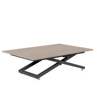 COUCHTISCH ARIA 120-160/80 cm, Höhenverstellbar, Schwarz / Cremona Cannolo (Cremefarben) - Creme/Schwarz, Holzwerkstoff/Metall (120/80/38cm) - Idohome