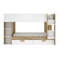 ETAGENBETT - 2 Personen - Holz, Platte - Naturfarben Hell, Weiß - - Naturfarben/Weiß, Holz (90/200cm) - Vente-Unique