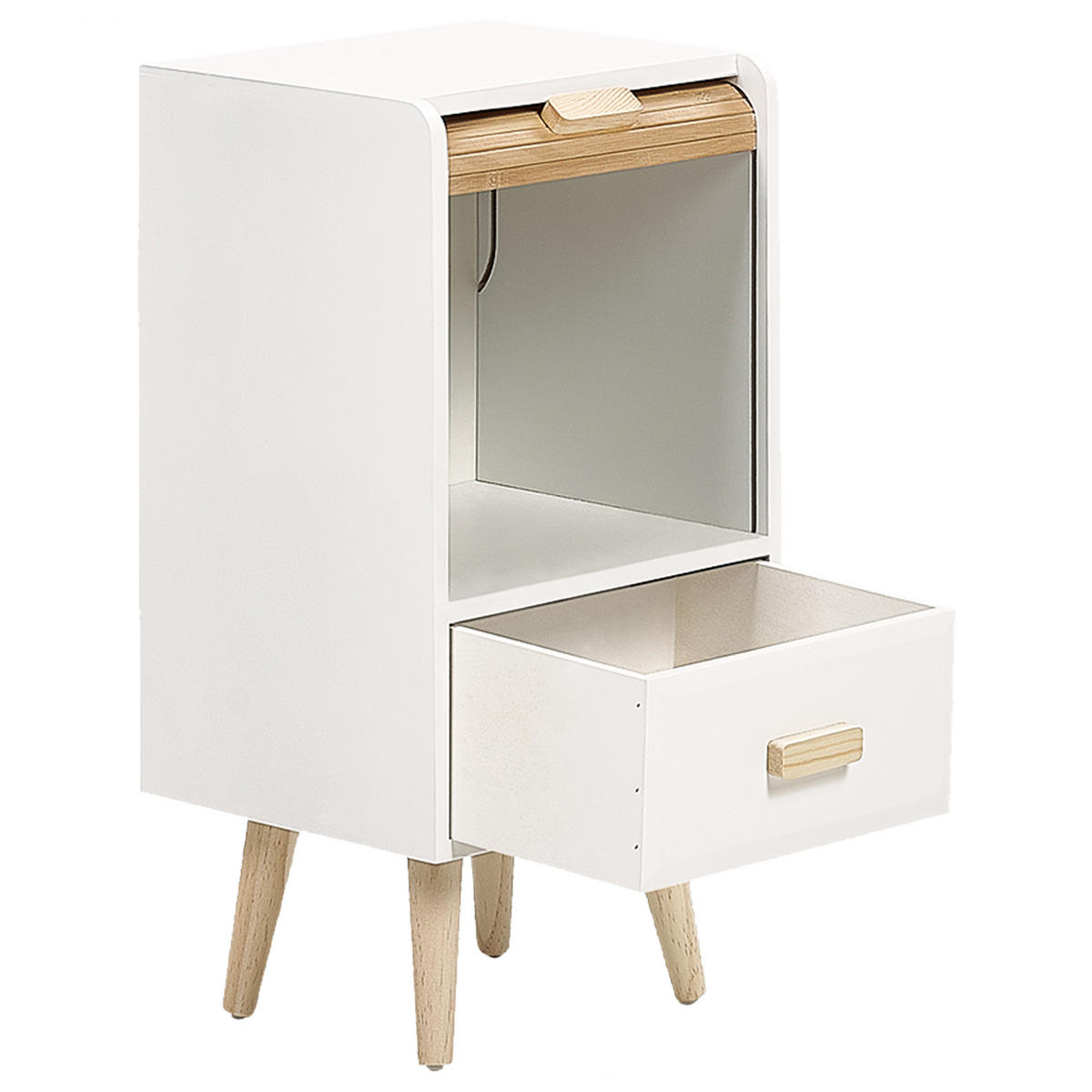 NACHTTISCH mit 1 Schublade Weiß Nesika - Weiß, Holzwerkstoff (30/56/30cm) - Beliani
