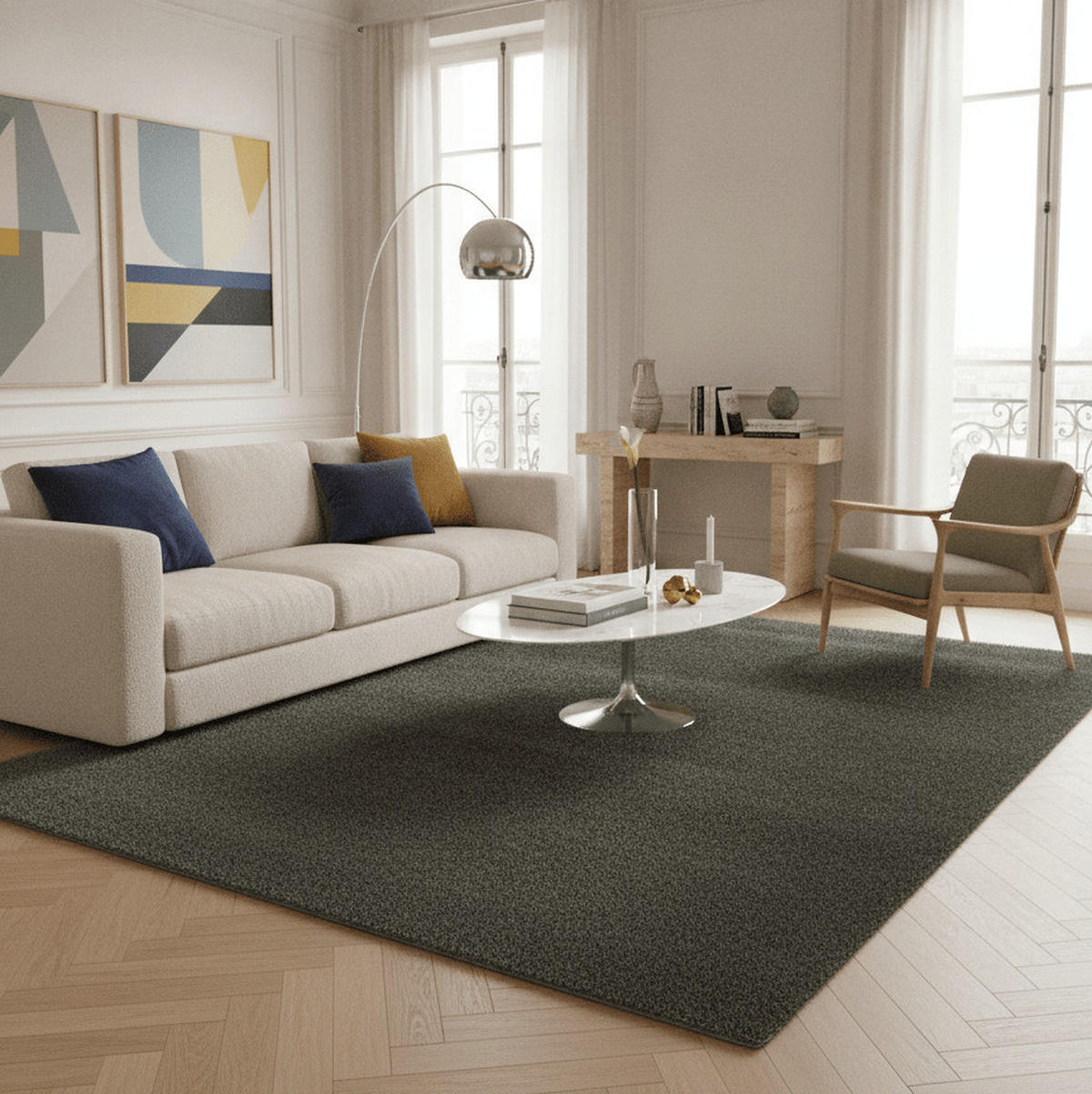 TEPPICH, Einfarbiger, maschinenwaschbarer grün - Grün, Textil (200/290cm) - AFK Living