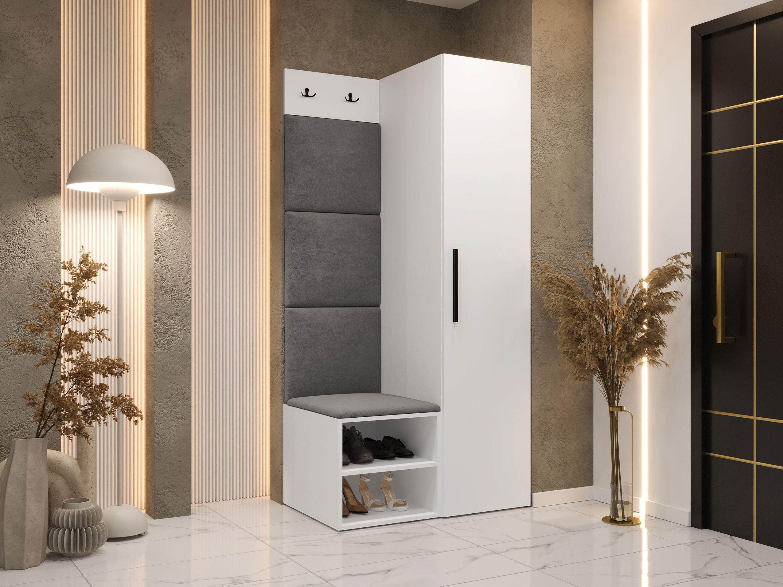 GARDEROBEN-SET Medi III - Schwarz/Weiß, Holzwerkstoff/Kunststoff (40/191/50cm) - MIRJAN24