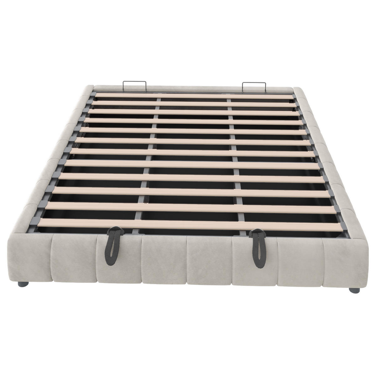 POLSTERBETT aus Samt 180x200 cm Beige mit Bettkasten, LED-Leiste und Metallrahmen - Beige, Textil (180/200cm) - IVMEU