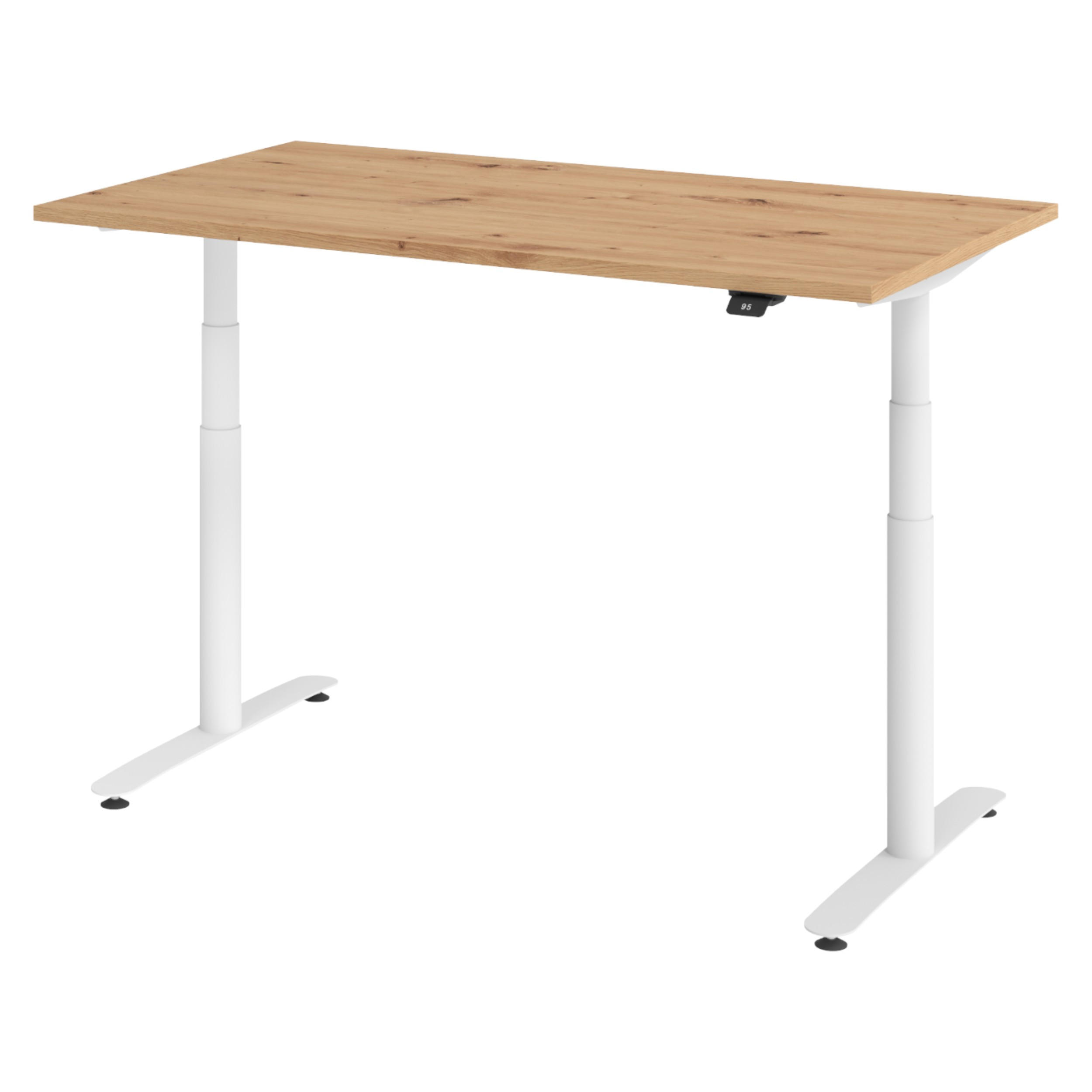 SCHREIBTISCH elektrisch Bluetooth & App XDLR 80/140/72 cm in Wildeiche/Weiß - Wildeiche/Weiß, Holzwerkstoff (80/140/72cm) - bümö