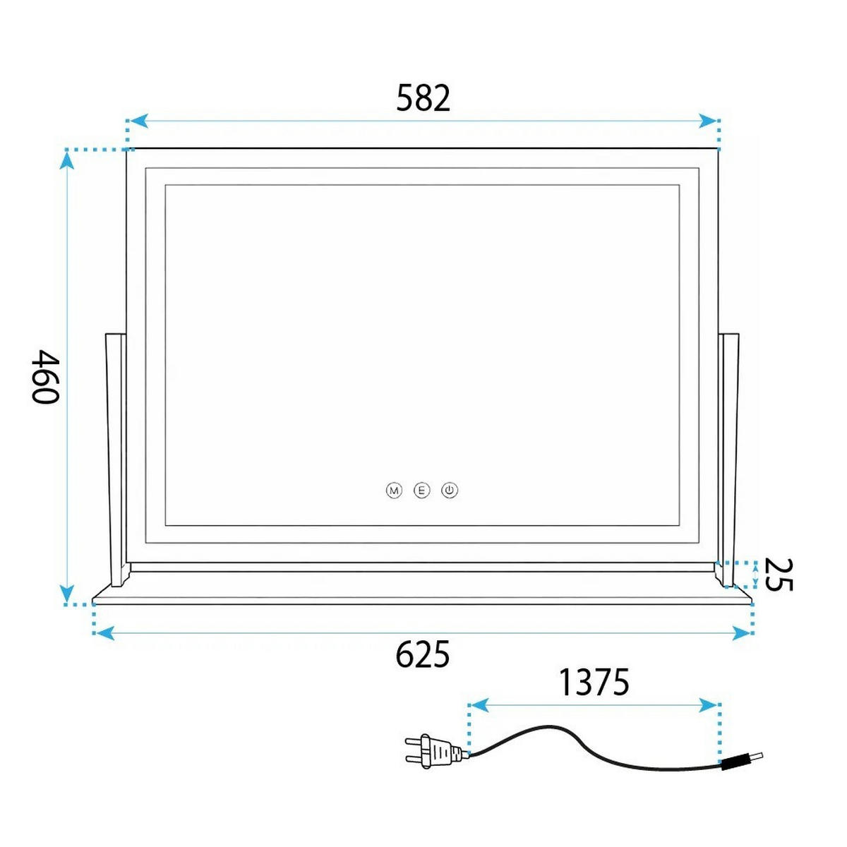 SPIEGEL Rea Led Studio White 58x45 - Weiß, Glas (62.5/46/10cm) - REA