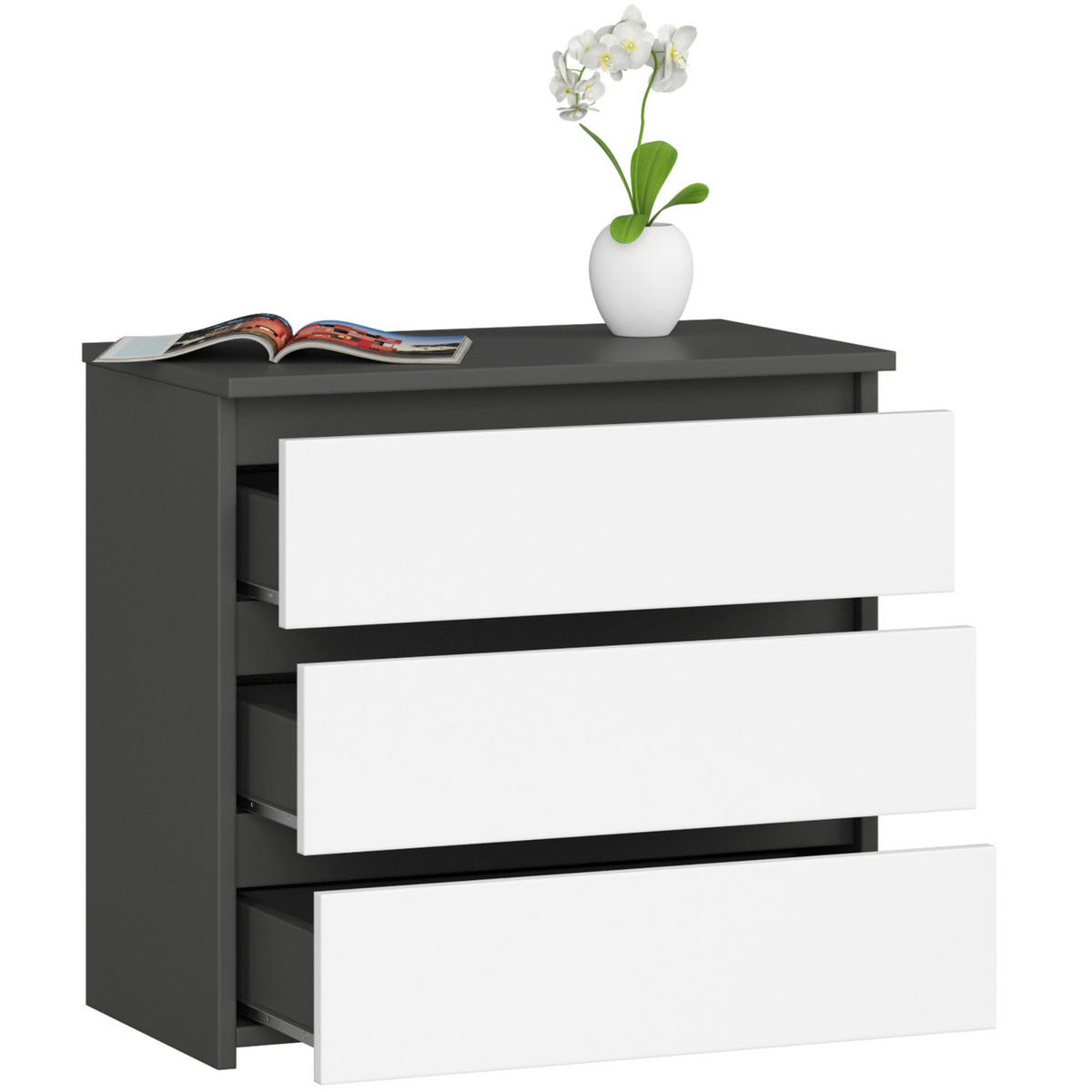 KOMMODE Graphit Grau, Weiß 57/60/35 - Weiß, Holzwerkstoff (60/57/35cm) - RAUMHIRSCH FURNITURE