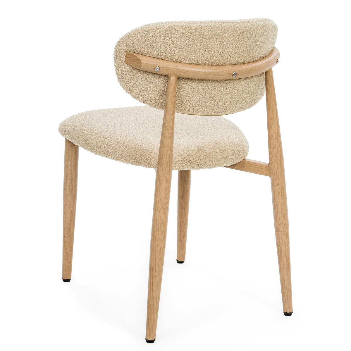 STUHL ALMO gepolstert Beine in Holzoptik - dunkelbeige - Boucle - Champagner/Eichefarben, Textil/Metall (47/77/54cm) - NEW HOME
