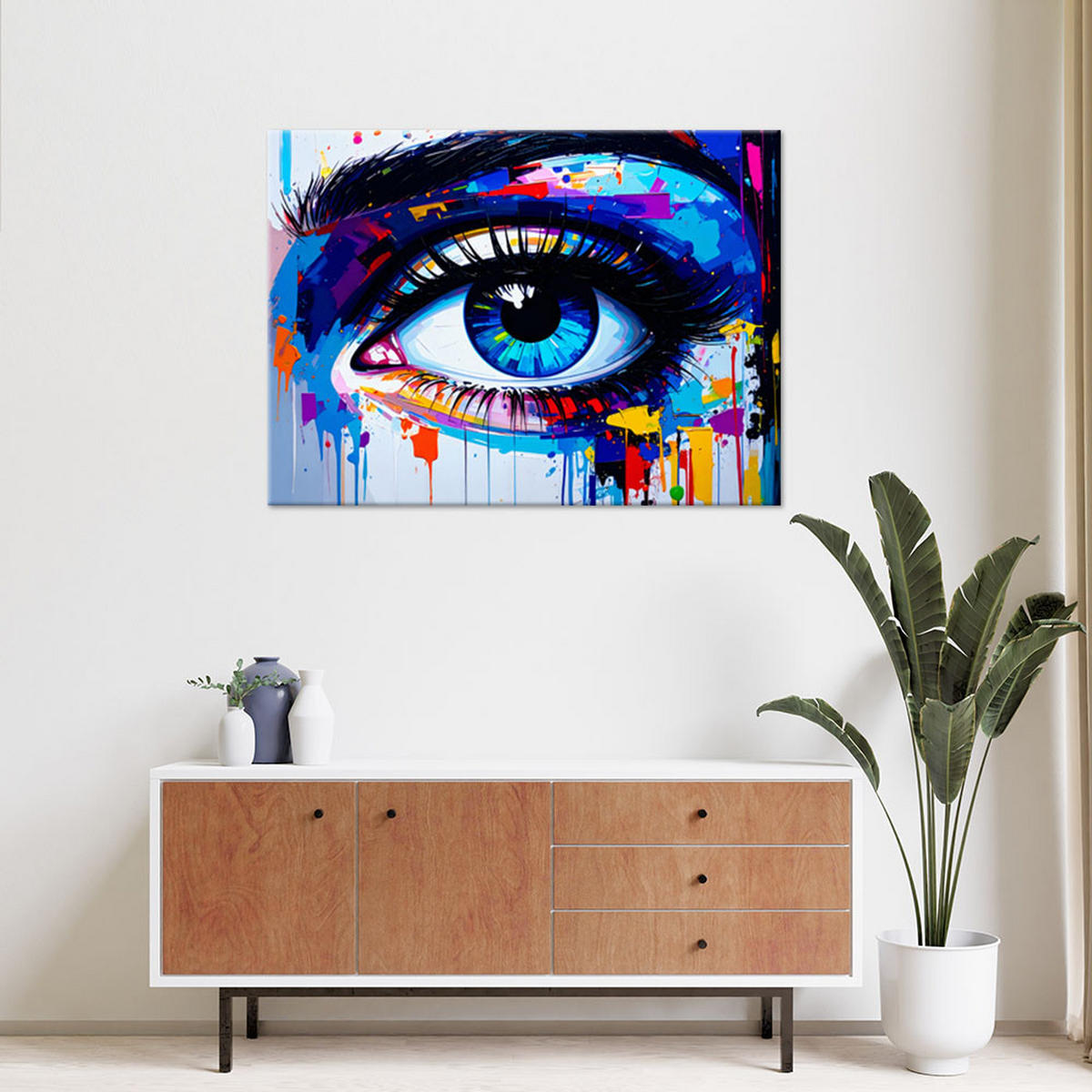 LEINWANDBILD Porträt Auge Frauen Abstrakt 100x70cm - Multicolor, Textil (100/70cm) - Feeby