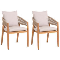 GARTENSTUHL 2er Set Akazienholz Hellgrau Marzamemi - Hellgrau/Braun, Holz (59/87/53cm) - Beliani