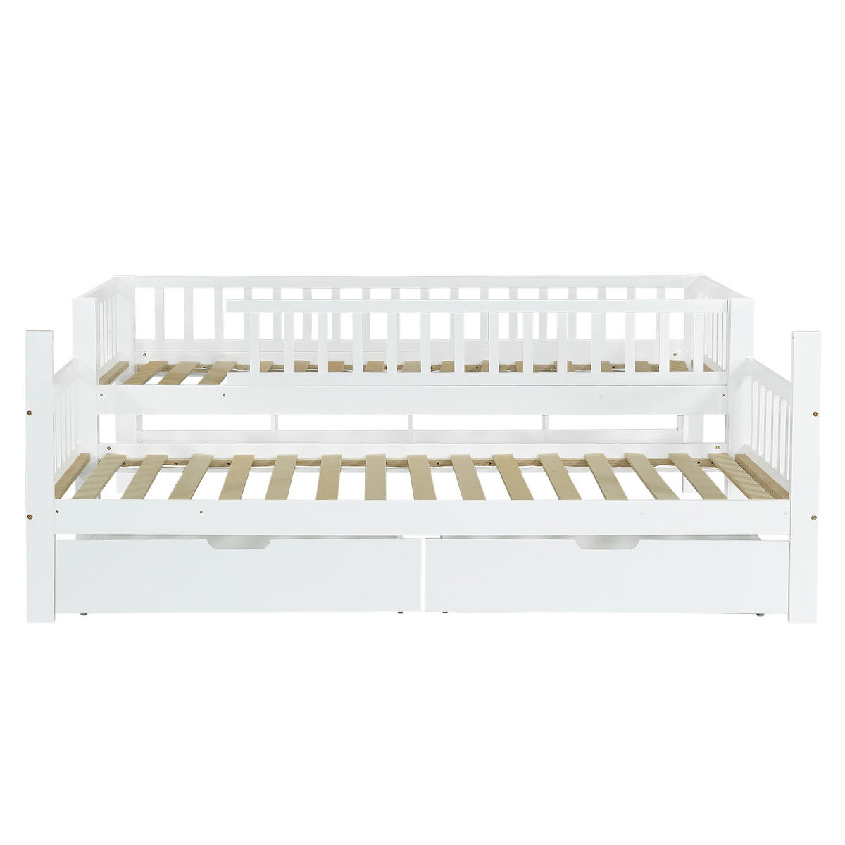 BETT Etagenbett mit Leiter und Stauraum Weiß 90x200 cm - Weiß, Holz (90/200cm) - ComfortXL