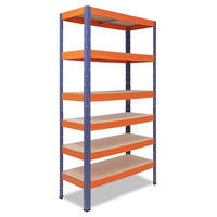 SCHWERLASTREGAL PRO 200x60x50 cm in blau-orange mit 6 Böden und 166 kg Traglast pro Boden - Multicolor, Metall (60/200/50cm) - shelfplaza