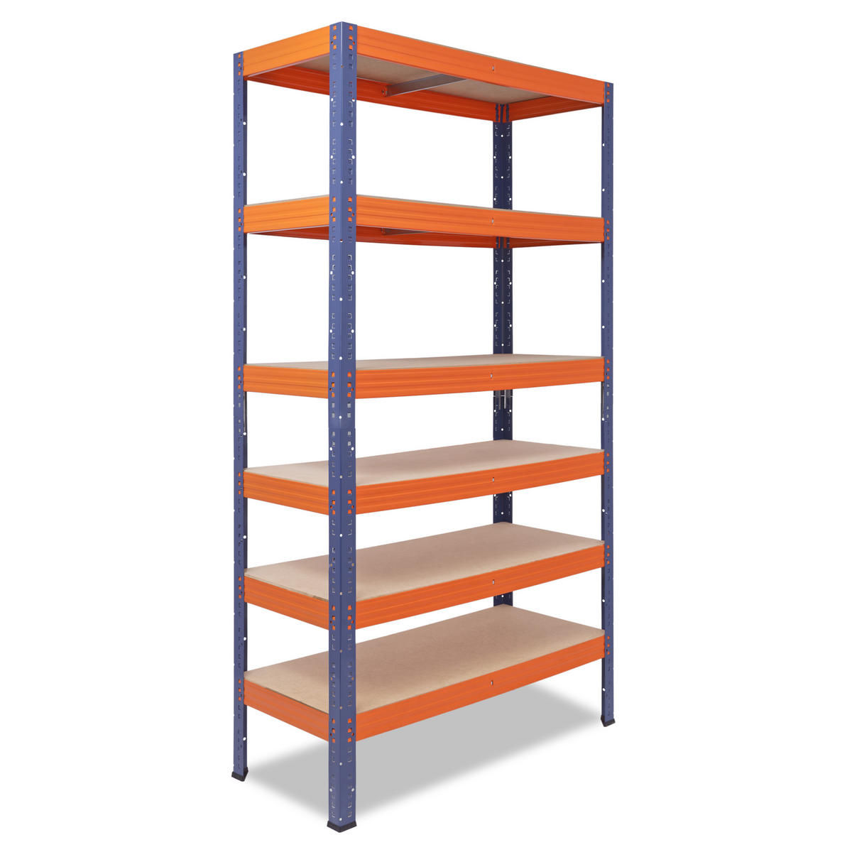 SCHWERLASTREGAL PRO 200x60x50 cm in blau-orange mit 6 Böden und 166 kg Traglast pro Boden - Multicolor, Metall (60/200/50cm) - shelfplaza