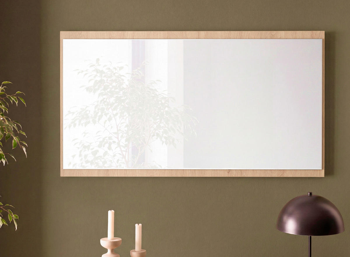 GARDEROBENSPIEGEL Stone Eiche 105 x 58 cm, Wandspiegel rechteckig - Eichefarben, Glas/Holzwerkstoff (105/58/2cm) - Furn.Design