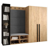 GARDEROBEN-SET 214/184/42 - Eichefarben/Schwarz, Holz/Kunststoff (214/184/42cm) - MÖBEL KRYSPOL