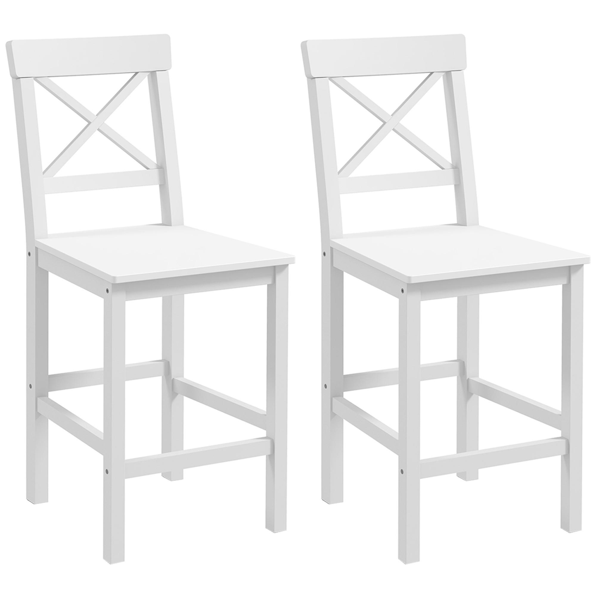 BARHOCKER 2er-Set DE-14738 Landhausstil mit Fußstütze Weiß - Weiß, Holzwerkstoff (46/97.5/41cm) - ComfortXL